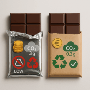 Papier & Kunststoff in Schokoladen-Verpackungen