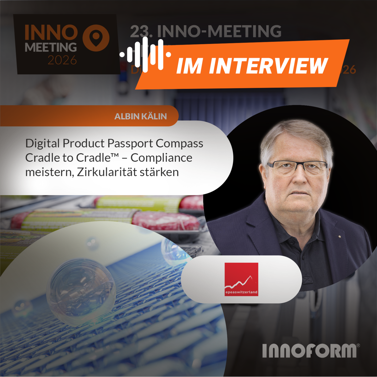 Albin Kälin sprich beim 23. Inno Meeting über digitale Produktpässe und Kompasse